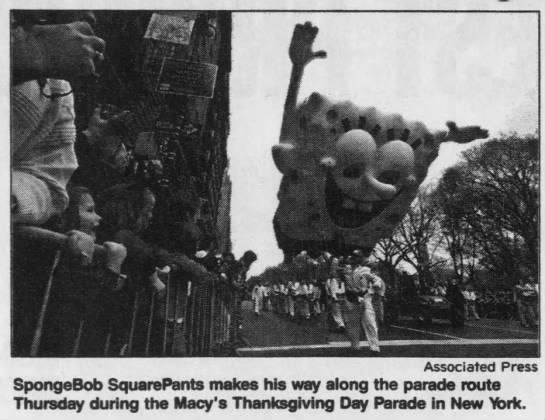 Spongebob makes his way along the parade route